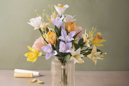 Ramo Pastel Primaveral a Crear - Flores de crepé – 10doigts.fr