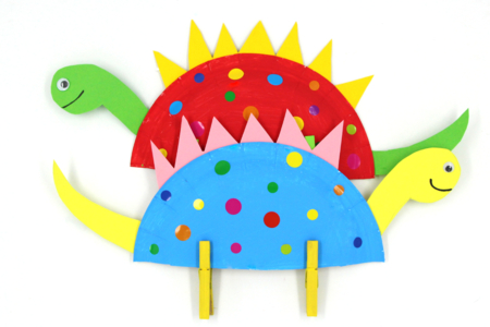 Multicolored Dinosaur with a Paper Plate - 2 - Craft Activities for All Ages: Gluing and Folding - 10doigts.com - Craft Activities for All Ages: Gluing and Folding – 10doigts.fr