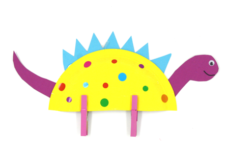 Multicolored Dinosaur with a Paper Plate - 4 - Craft Activities for All Ages: Gluing and Folding - 10doigts.com - Craft Activities for All Ages: Gluing and Folding – 10doigts.fr