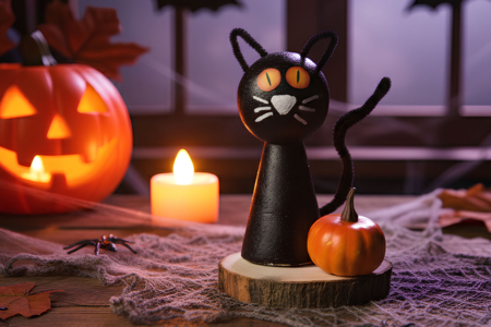 Black Cat Halloween in Styrofoam - 3 - Halloween Crafts - 10doigts.com - Halloween Crafts – 10doigts.fr