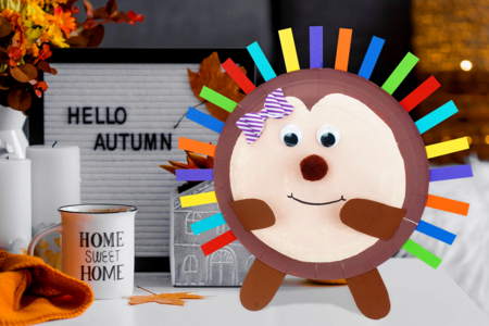 Hedgehog with a Plate and Paper Strips - 3 - Autumn Crafts - 10doigts.com - Autumn Crafts – 10doigts.fr