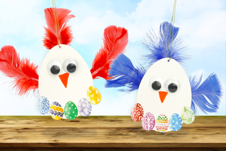 Manualidades Niños Pascua Pollo Plumas de colores - Actividades manuales DIY Pascua – 10doigts.fr