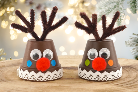 Manualidad Niño Reno Navidad Maceta Terracota - Actividades manuales personajes de Navidad – 10doigts.fr