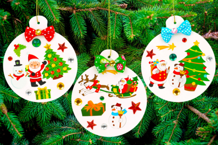 Manualidades Navidad Niños Gomets Bola - Actividades manuales decoraciones del árbol de Navidad – 10doigts.fr