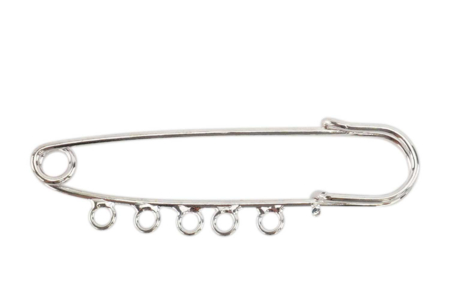Silver Safety Pins with Rings - 3 Pieces - 3 - Brooches - 10doigts.com - Brooches – 10doigts.fr