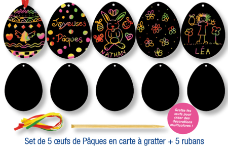 Cartas de rascar : huevos de Pascua - Actividades manuales arcoíris: tutoriales creativos multicolores para todas las edades – 10doigts.fr