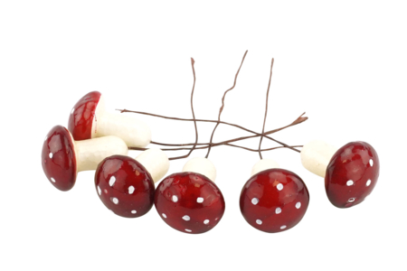 Small Mushrooms on Stem - 6 Pieces - 1 - Natural Decorations - 10doigts.com - Natural Decorations – 10doigts.fr