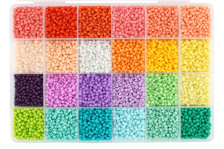 caja de abalorios de rocailles 24 colores - Perlas Rocaille – 10doigts.fr