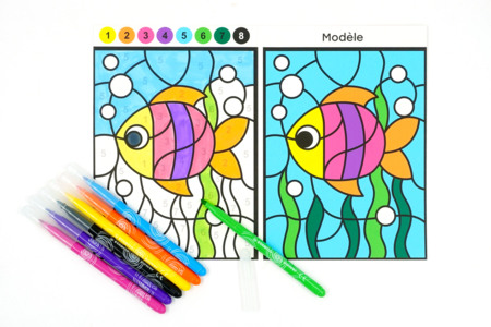 Coloriages a los números - Tema Animales Marinos  - Formas y dibujos para colorear – 10doigts.fr
