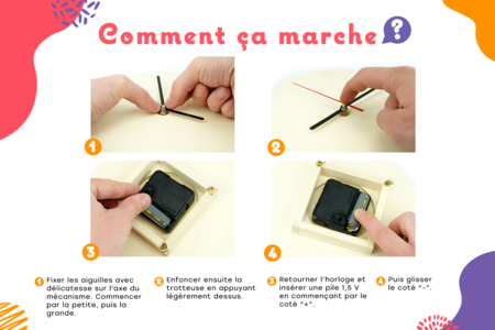 Square Wooden Clock - 2 - Craftable Clocks - 10doigts.com - Craftable Clocks – 10doigts.fr