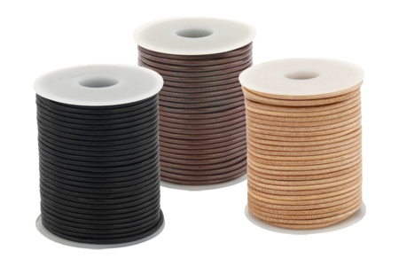 Cuerda de cuero joyería negra marrón natural - Cordon de cuero – 10doigts.fr