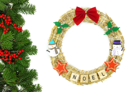 Straw Christmas Wreath - 2 - Christmas Crafts - 10doigts.com - Christmas Crafts – 10doigts.fr