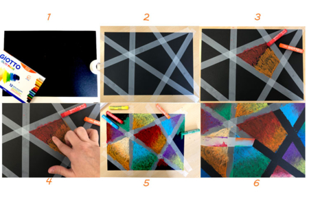 dibujo con crayones de cera - Papeles de colores – 10doigts.fr