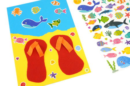 dessin collage enfant thème été - Manualidades para verano – 10doigts.fr