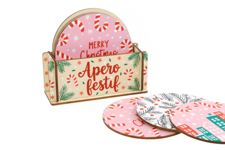 Posavasos de madera + soporte de almacenamiento decoración navidad - Objetos de madera para la cocina – 10doigts.fr