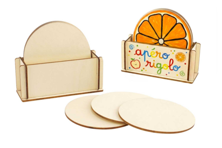 Set de posavasos de madera con soporte - Objetos de madera para la cocina – 10doigts.fr