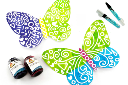 goma de dibujo mariposa actividad infantil - Actividades manuales Primavera – 10doigts.fr