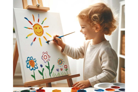 niño que pinta sobre lienzo - Pintura acrílica satinada, brillante – 10doigts.fr