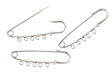 Silver Safety Pins with Rings - 3 Pieces - 1 - Brooches - 10doigts.com - Brooches – 10doigts.fr