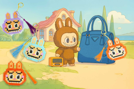 Crea un llavero de perlas planas monstruo labubu - Actividades manuales para fabricar tus llaveros – 10doigts.fr