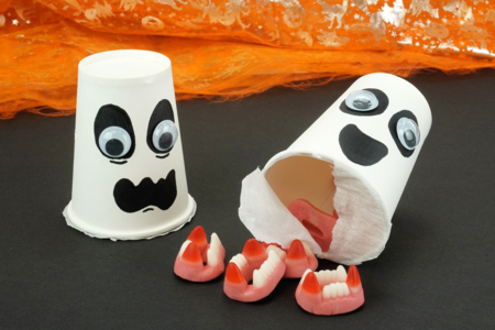 fantasma vaso caramelos halloween - Actividades manuales Halloween – 10doigts.fr
