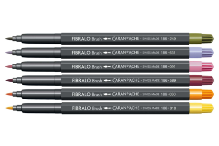FIBRALO Brush Markers - 6 "Bloom" Colors Open - Brush markers: precision and flexibility for drawing – 10doigts.fr