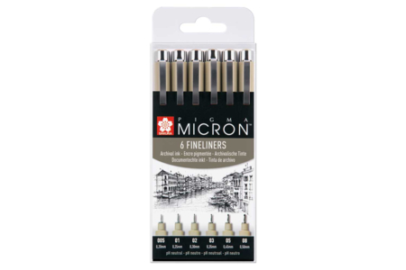 Rotuladores fineliners negros - 6 piezas - Feutres calibrés et fineliners pour le dessin de précision – 10doigts.fr