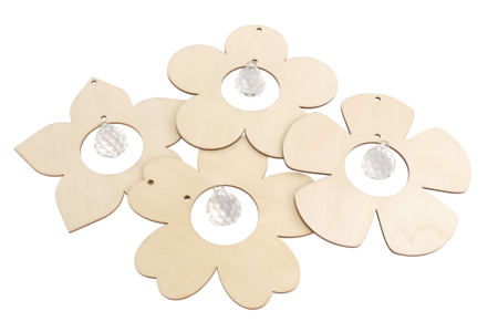 Wooden Sun Catcher Flower Kit - 4 Pieces - 6 - Wooden Decorative Suspensions - 10doigts.com - Wooden Decorative Suspensions – 10doigts.fr