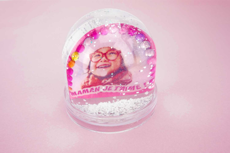Globo de plexiglás bola de nieve con inclusión de foto - Bola de nieve, Campana – 10doigts.fr