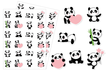 Panda Stickers - 48 pcs - 1 - Animal Stickers - 10doigts.com - Animal Stickers – 10doigts.fr