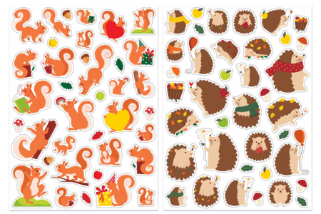 Gomets ardillas y erizos - 1 set (2 planchas) - Gomets estaciones – 10doigts.fr