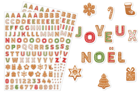 Christmas Stickers “Gingerbread Letters” - 250 pcs - 1 - Christmas Stickers and Labels - 10doigts.com - Christmas Stickers and Labels – 10doigts.fr