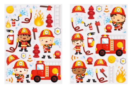 Gomets bomberos - 2 hojas - Gomets Transportes y Oficios – 10doigts.fr