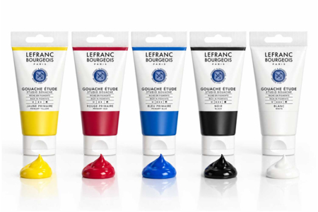 Gouache Lefranc Bourgeois, estudio, 5 tubos de 80 ml - Témpera fina artista: colores opacos y luminosos – 10doigts.fr