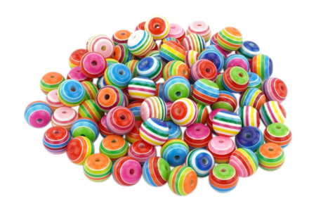 Large striped round beads - approximately 50 beads - 1 - Acrylic Beads - 10doigts.com - Acrylic Beads – 10doigts.fr