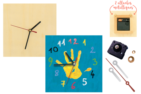 Square Wooden Clock - 6 - Craftable Clocks - 10doigts.com - Craftable Clocks – 10doigts.fr