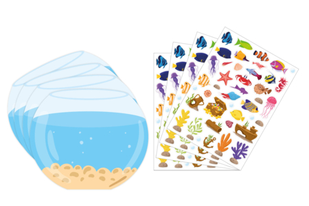 Kit 4 mini mondes gommettes Aquarium - Creative Sticker Kits – 10doigts.fr