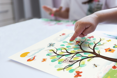 Kit 6 cuadros árboles huellas + tintas - Kits educativos – 10doigts.fr