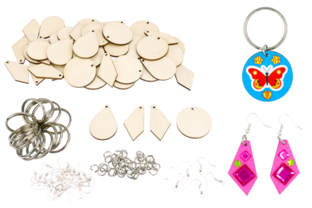 Wooden Jewelry and Keychain Pack - 30 Pieces - 1 - Keychains - 10doigts.com - Keychains – 10doigts.fr