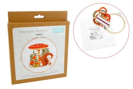 Kit de bordado con aro de madera: Ardilla - Tambores y lienzos para bordar – 10doigts.fr