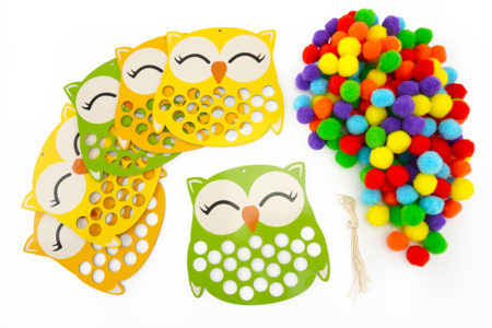Kit búho a pomponar - el material - Kits creativos Otoño – 10doigts.fr