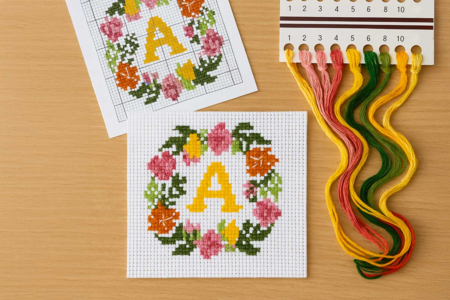 Cross Stitch Kit: Personalized Monogram - 2 - Sewing Kits - 10doigts.com - Sewing Kits – 10doigts.fr