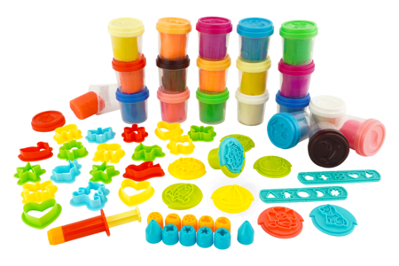 Maxi kit of 20 modeling clays + 42 accessories - 1 - Baby modeling dough - 10doigts.com - Baby modeling dough – 10doigts.fr