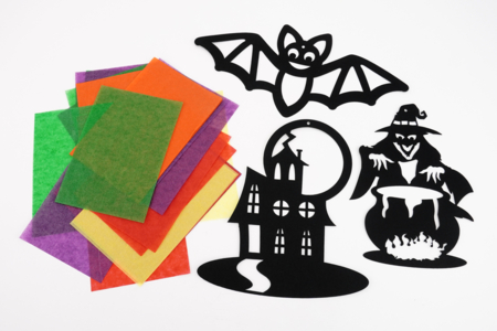 Halloween Decorations Kit, Stained Glass Effect - 6 Shapes - 2 - Halloween Craft Kits - 10doigts.com - Halloween Craft Kits – 10doigts.fr
