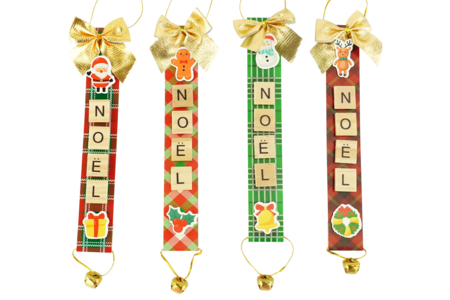 Christmas Hanging Decorations Kit with Wooden Letters - 4 pcs - 3 - Christmas Creative Kits for Children - 10doigts.com - Christmas Creative Kits for Children – 10doigts.fr