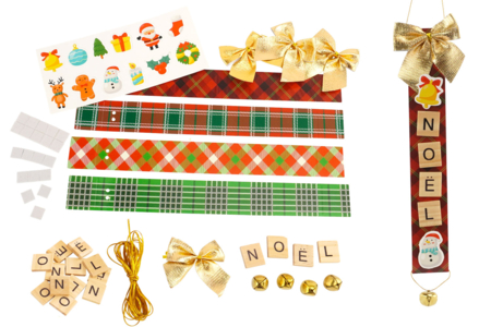 Christmas Hanging Decorations Kit with Wooden Letters - 4 pcs - 4 - Christmas Creative Kits for Children - 10doigts.com - Christmas Creative Kits for Children – 10doigts.fr