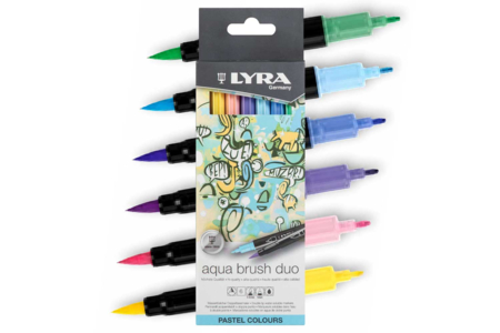Lyra Aqua Brush Duo, 6 pastel colours - Brush markers: precision and flexibility for drawing – 10doigts.fr