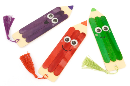 marcapáginas lápiz DIY niños fácil - Manualidades personajes divertidos: inventar caras e historias – 10doigts.fr
