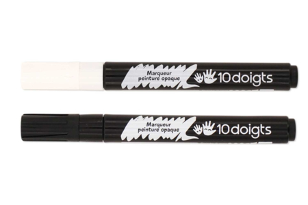 Opaque Paint Marker - White and Black - 1 - Paint Markers - 10doigts.com - Paint Markers – 10doigts.fr