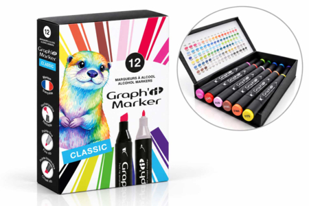 Graph’it Classic Alcohol Markers - Set of 12 Colors - Alcohol Markers – 10doigts.fr